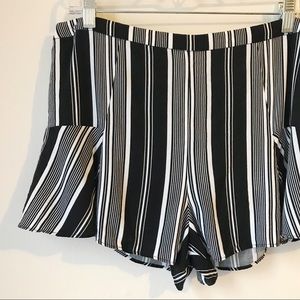 Express Black & White Striped Shorts